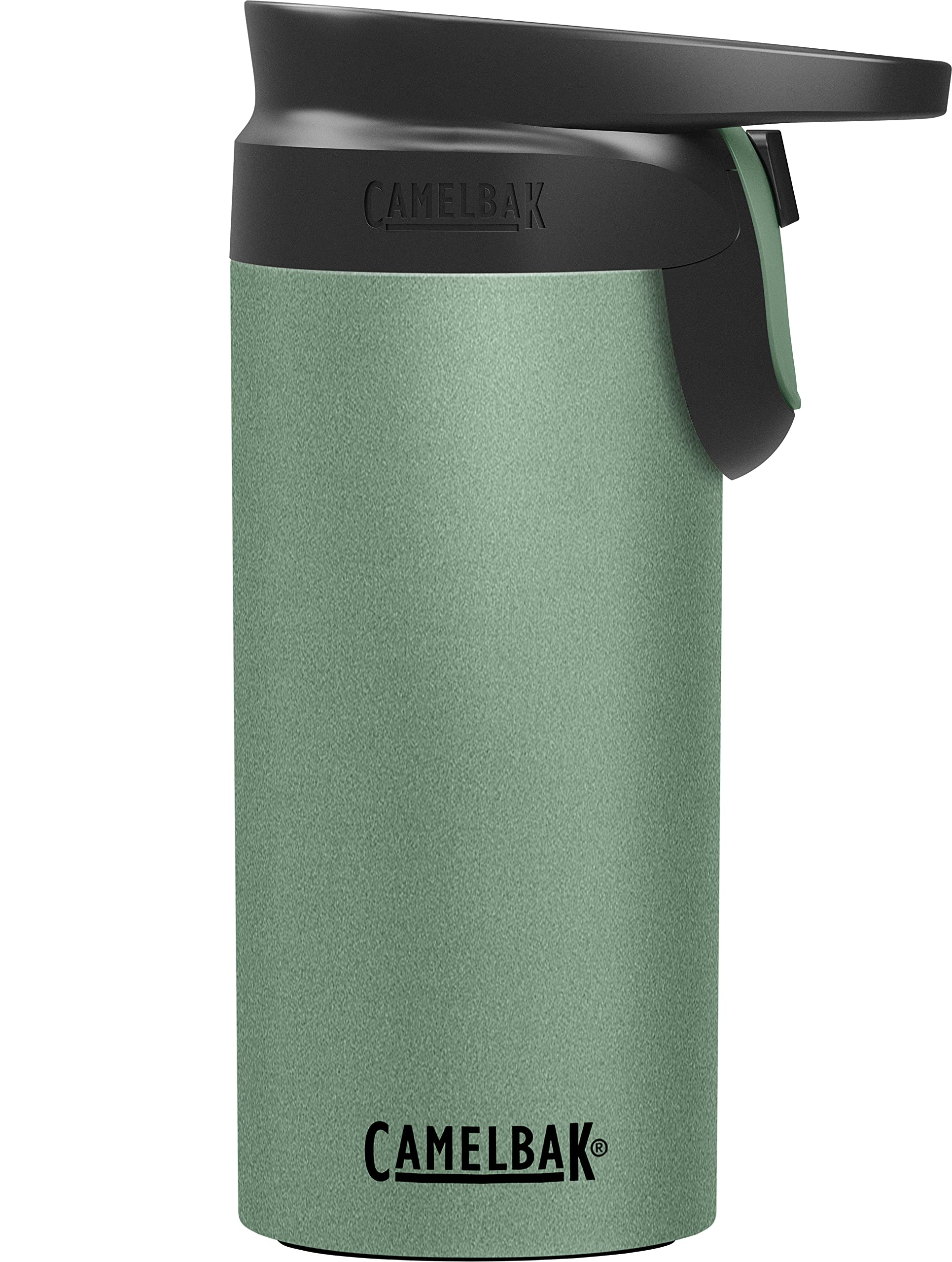 

No Vacuum insulated travel tumbler Camelbak Forge Flow travel mug 350ml operation Vacuum insulation Keeps drinks hot or cold 350ml Moss spills/drink
