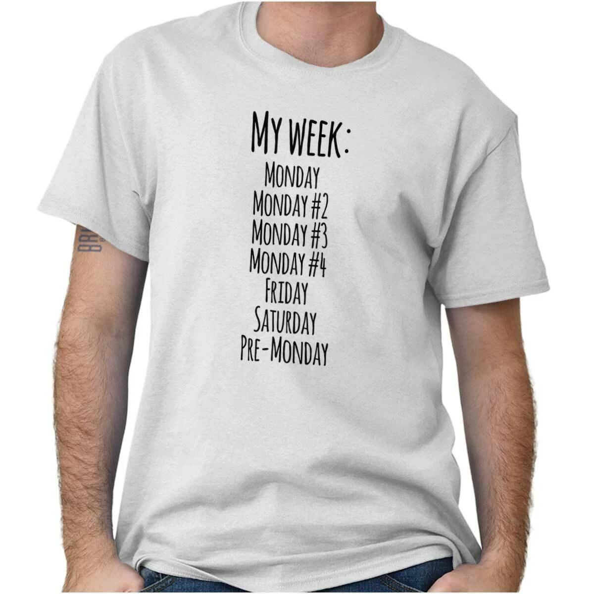 Funny Monday Sucks Friday Work Week Weekend Womens or Mens Crewneck T Shirt Tee S