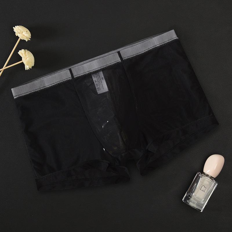 Men Intimates Mid Waist Panties Bulge See Through Lingerie Transparent Boxers Sexy Men Underwear