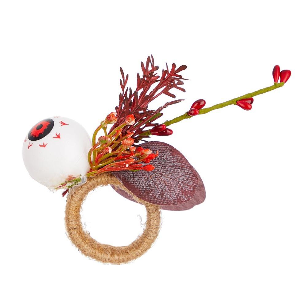 

6pcs with Artificial Maple Halloween Pumpkin Napkin Rings Serviette Buckles Thanksgiving Day Style B