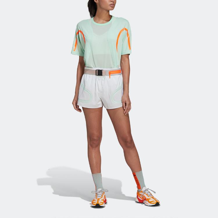 Adidas X Stella McCartney Collaboration Loose Breathable Running Sports Short Sleeve T-Shirt Women Tops Light-Green HD9114
