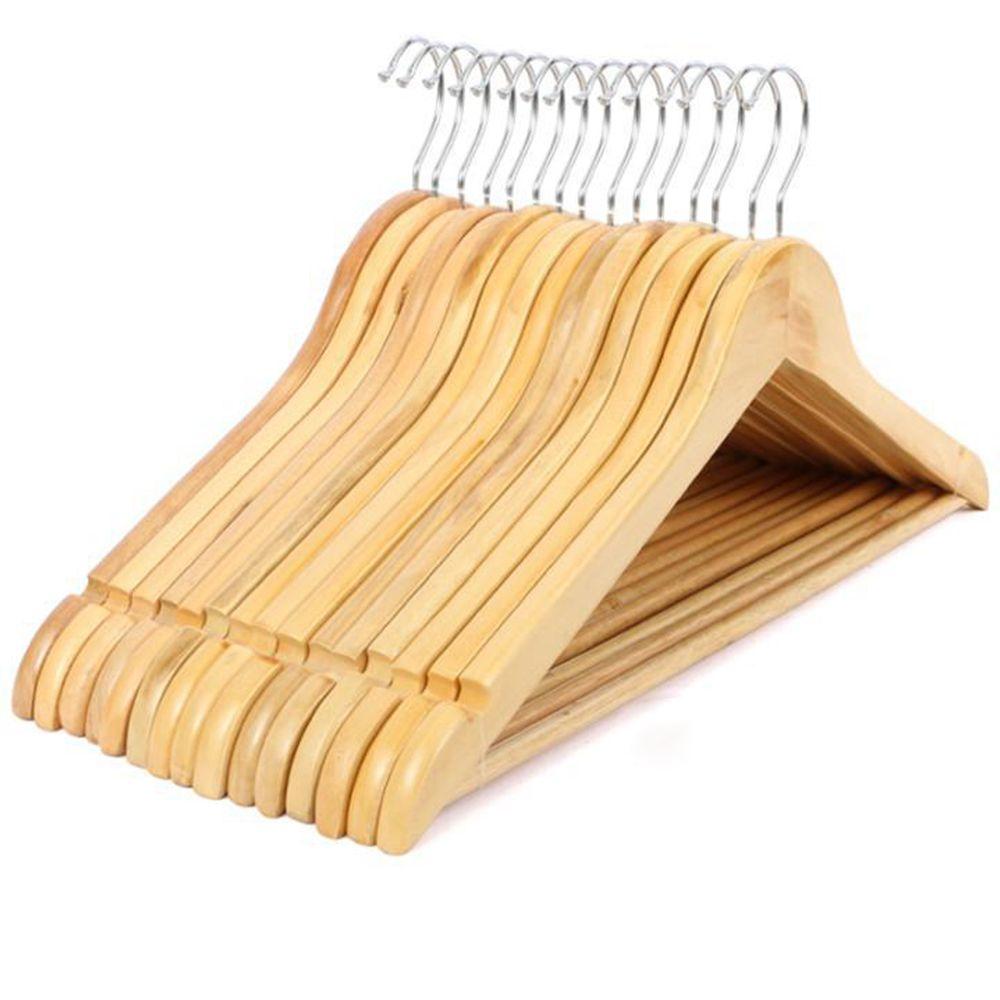 High-Grade Natural Wooden Shirt Coat Hangers Garments Clothes Trouser Bar