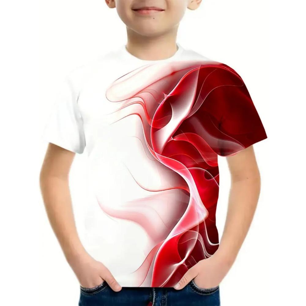 Boys' T-shirt tie dye pattern T-shirt short sleeved T-shirt children's T-shirt primary school girls' clothing casual top girls' T-shirt