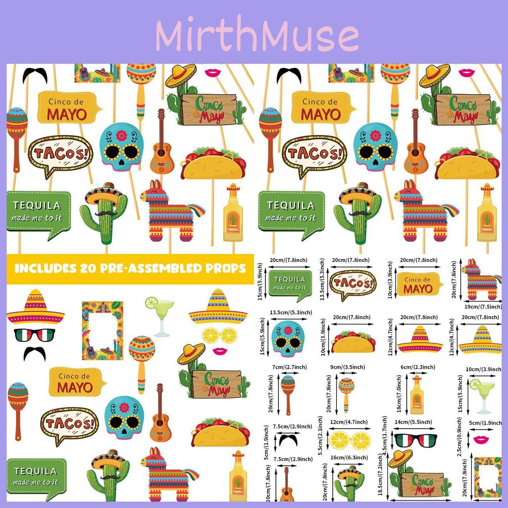 Booth Mexican Photo Props Set Of 20 For Celebrations And Decorations Party