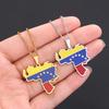 Unisex Elegant Venezuela Map Flag Pendant Necklace - Fashionable Stainless Steel Jewelry