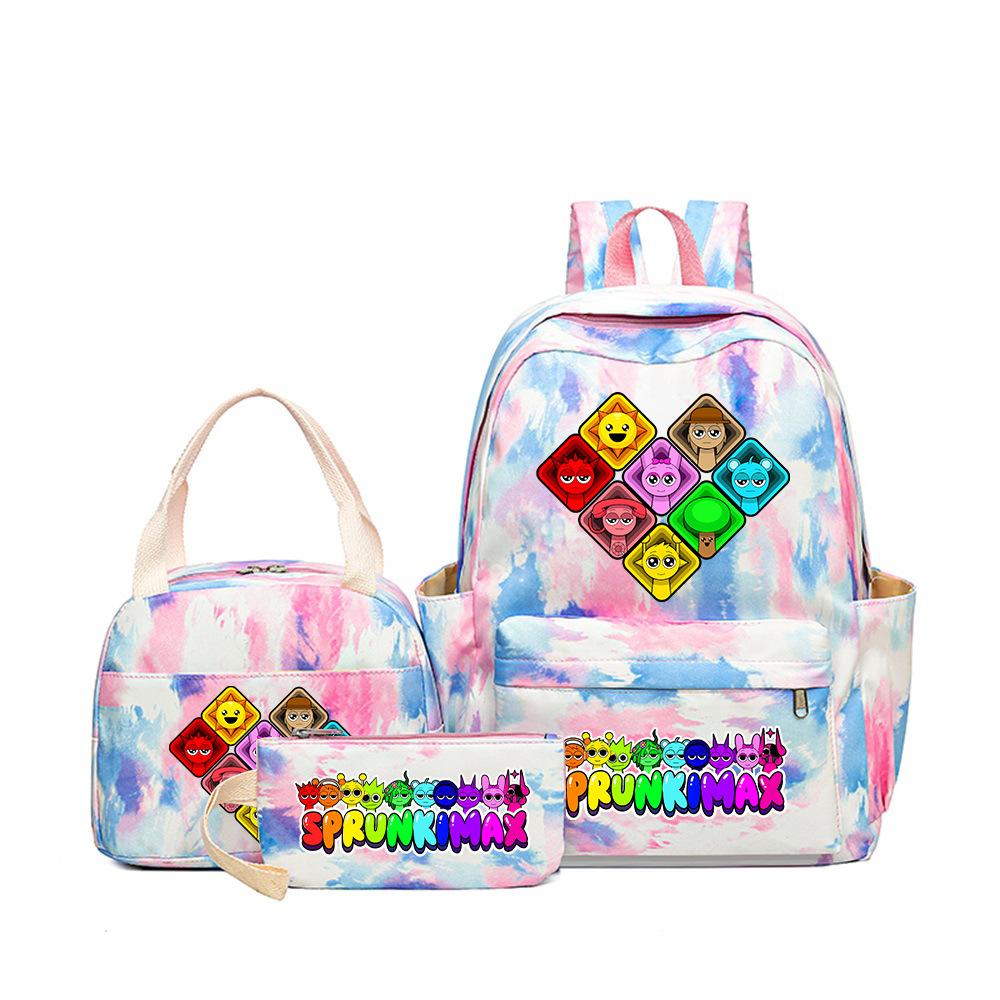 Popular Sprunki Rhythm Box Cartoon Elementary School Bag Children's Backpack Backpack Three-piece Set