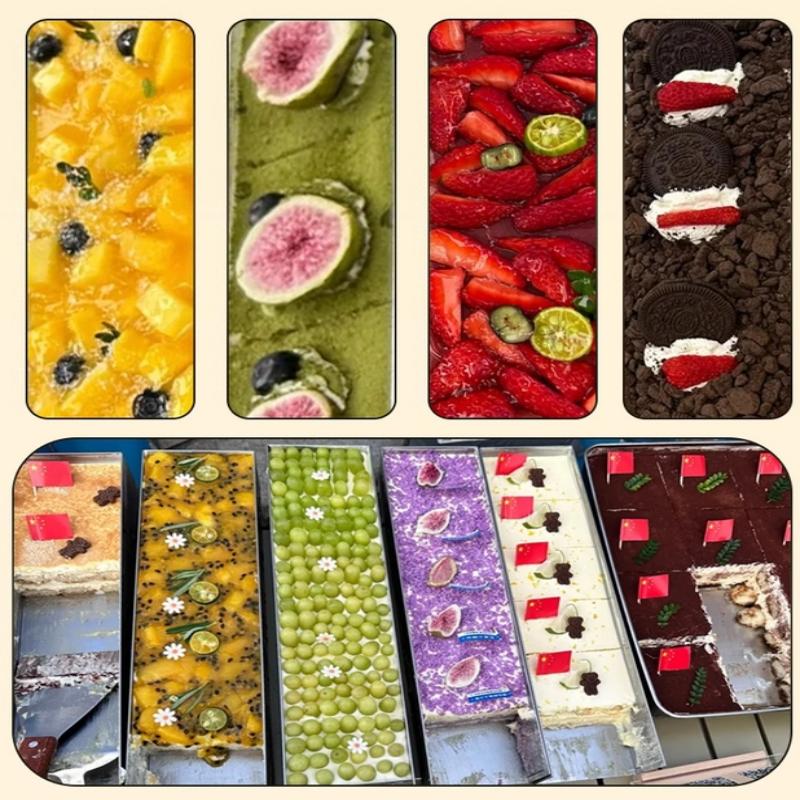 Non-Slip Stainless Steel Long Cake Mold Bakingtray Anti-Scratch Rectangular Tiramisu Cake Base Dly Kitchen Cooking Tool