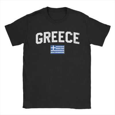 Fashion Greece Flag  TShirts for Men Crew Neck Cotton T Shirts  Short Sleeve Tee Shirt Classic Clothes