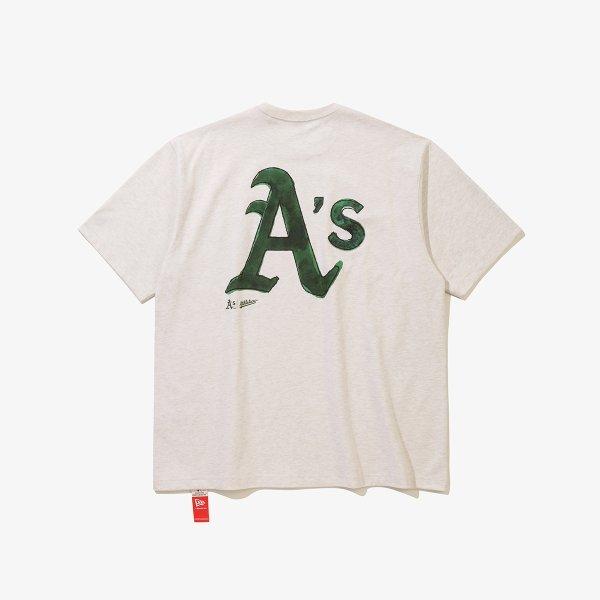 New Era Oakland AThleTics Drawing T shirT oaTmeal Melange 15147541