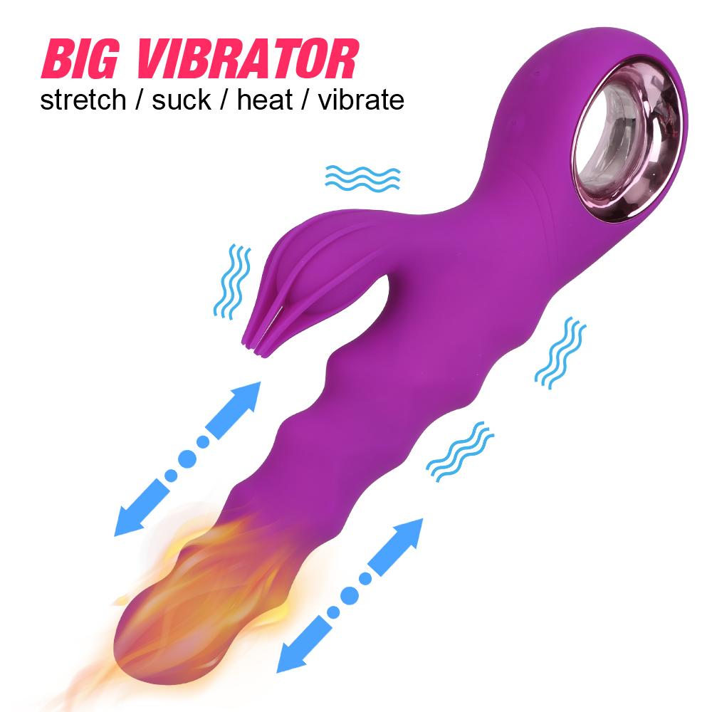 7 Režimů 3 Rychlosti Automatické Protahování Hřátí Velký Sací Vibrátor Sexuální Hračky pro Ženy Stimulátor Klitorisu Vaginální Stimulátor