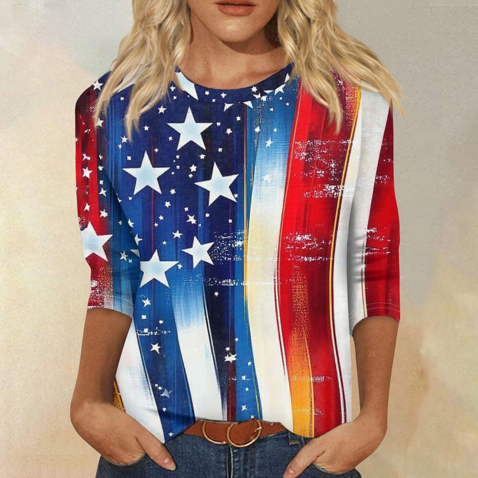 

Женская модная повседневная свободная футболка с круглым вырезом и рукавами 3/4 с принтом, женский топ XXL