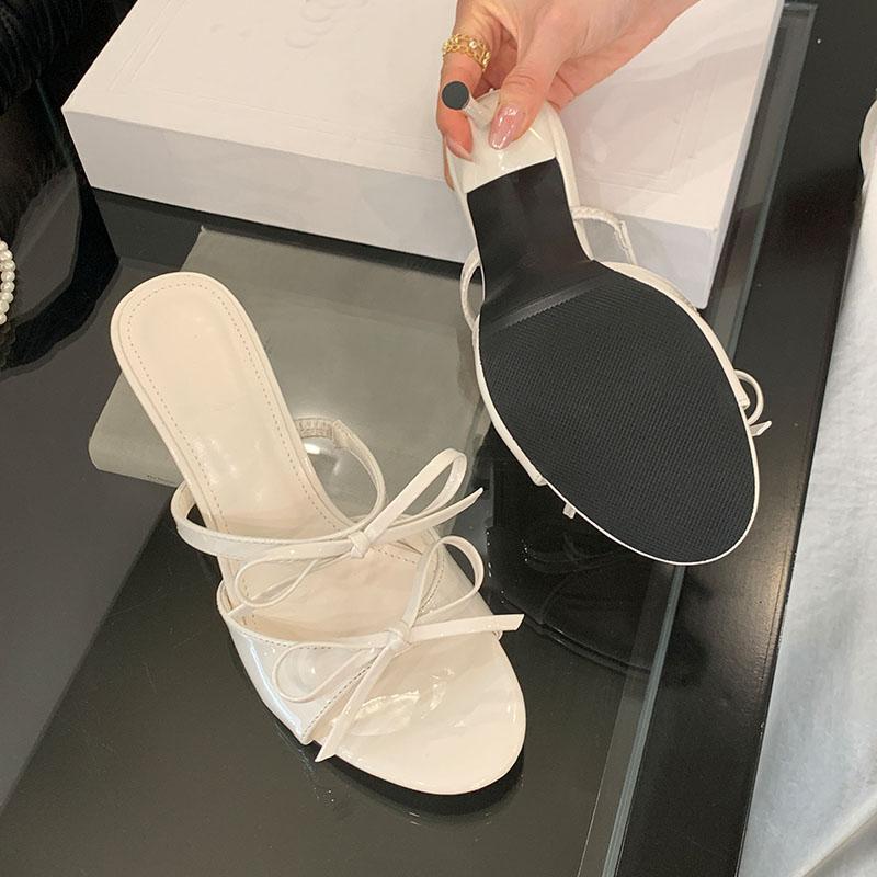 Fashion Fashion Round Toe Elegant Women Heels Pumps Shoes Spring Summer Butterfly-Knot Ladies High Heels Slides Shoes Female Sandals