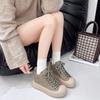 Ugly cute big head high-top shoes women's 2025 autumn new retro soft-soled women's shoes versatile sports and leisure soft leather board shoes