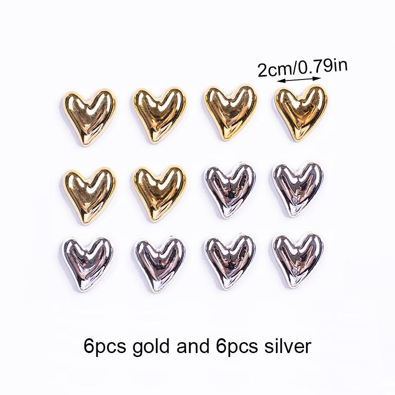 12pcs Heart Shaped Decorate Photo Small Magnet Office Whiteboard Locker Magnetic Gold 20mm