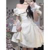 Puff sleeve bow dress fairy summer birthday dress fugitive princess puffy short dress petite