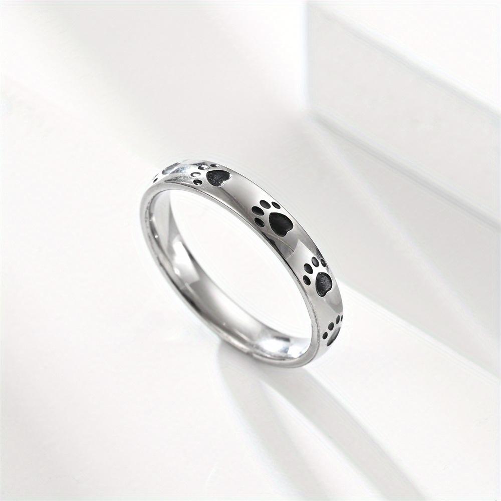 1Pc Stylish, Stylish and Cute Cat Claw Pattern Design Titanium Steel Simple Ring