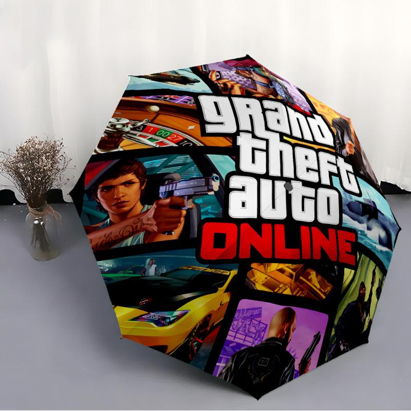 1pc GTA Umbrella, Sun Protection, And UV Shielding. It Has Eight Sturdy Ribs for Outdoor Use And Perfect As a Holiday Gift