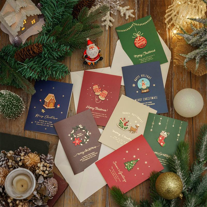1PC Handwritten Cards Exquisitely Patterned Vintage Holiday Greetings Christmas Connotation Gift Cards Smooth Writing