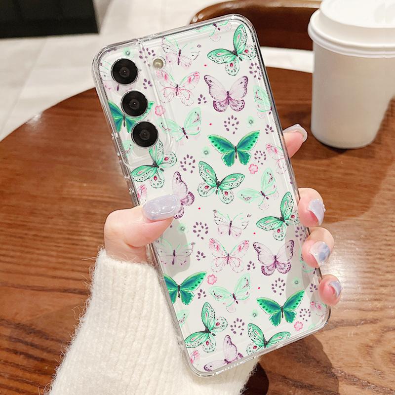 Colorful Butterfly Case For Samsung S26 Ultra S25 FE S24 S23 S22 Plus S21 A15 A25 A35 A55 A16 A26 A36 A56 A17 A37 A57 5G Clear TPU Soft Cover