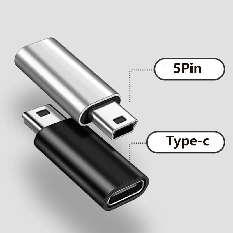 Mini USB To Type C Adapter 5 Pin Male Mini USB To Female USB Type C Data Transfer Connector for GoPro MP3 Camera PC Conventer