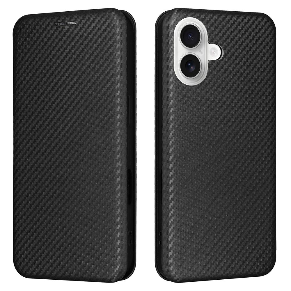 For iPhone 17 Case Carbon Fiber Texture Drop-Proof PU Leather Phone Cover