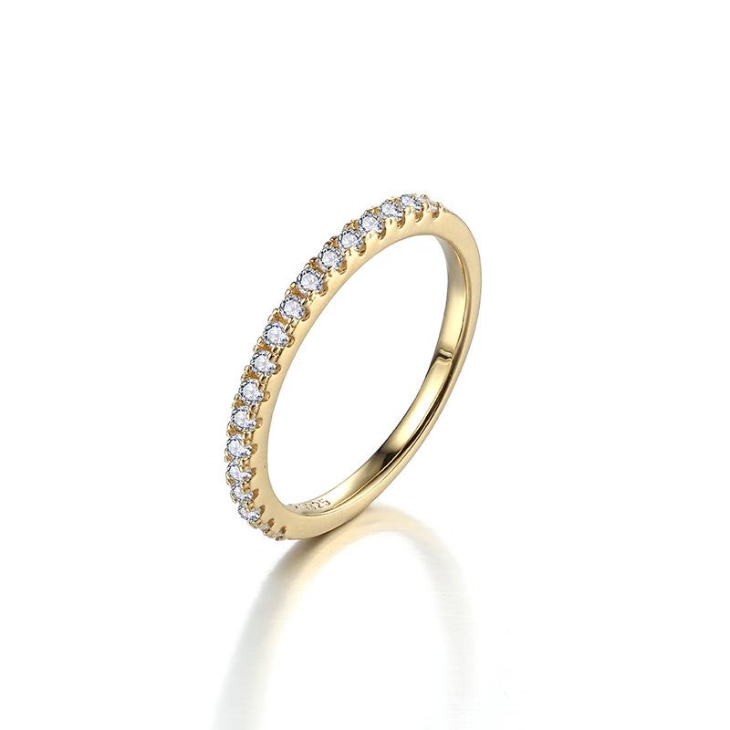 S925 Sterling Silver Rose Gold Moissanite Thin Ring: Three-Color Half-Circle, Stackable Diamond Band for Women