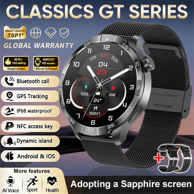 2026 Smart Watch Always Display AMOLED NFC Bluetooth Call GPS Trajectory Waterproof 1.85" AMOLED HD Health Sport Smartwatch Men for Android IOS