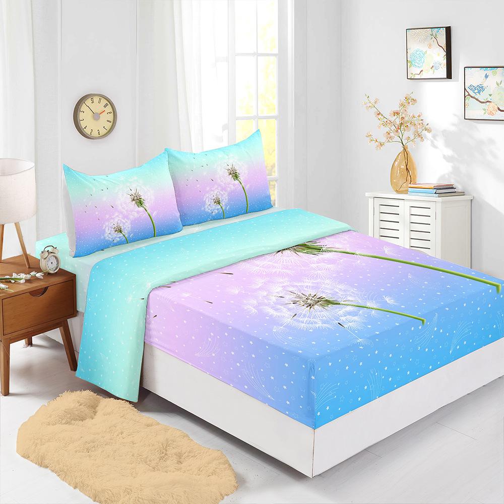 Four-Piece Mattress Color Gradual Change Panda 3D Digital Printing Kit Mattress Protective Cover