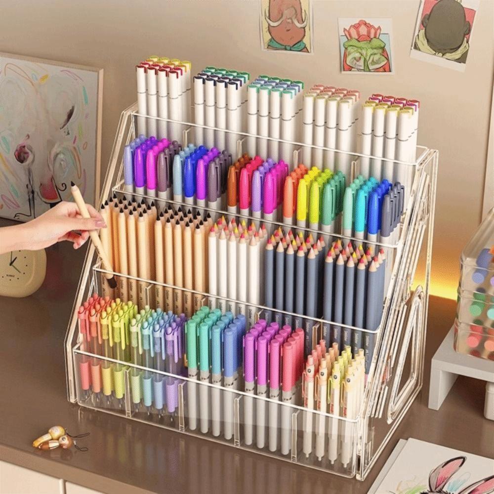 3/4/5 Layers Nail Polish Display Organizer Acrylic Marker Pen Storage Box  Stationery Shop