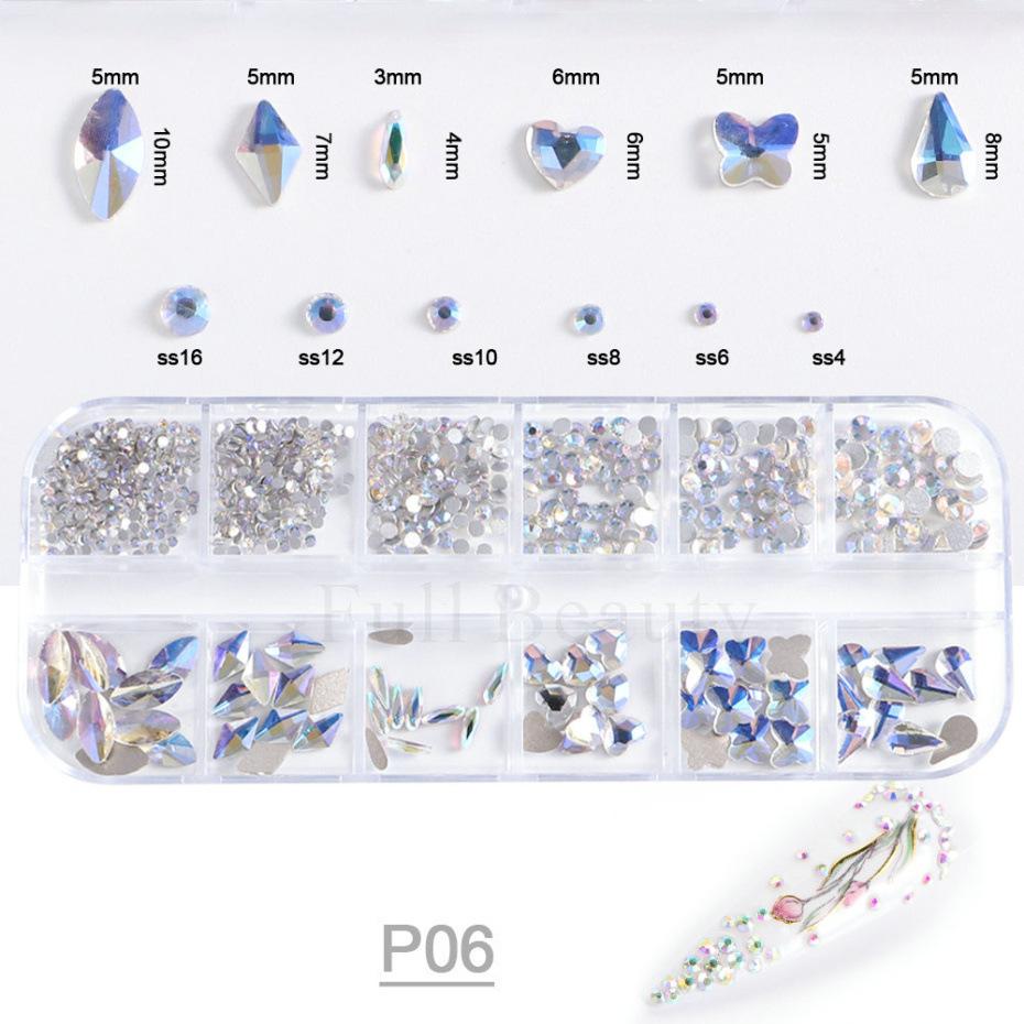 Nail Art Jewelry, Maillard Color Pearl Flat-Bottomed Diamond Steel Ball Diy Nail Jewelry Mixed