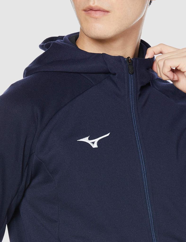 Mizuno Training Wear Long Size 32MC0177 Sweatshirt, Full-Zip Hoodie, Sleeve, Standard, Navy, L,