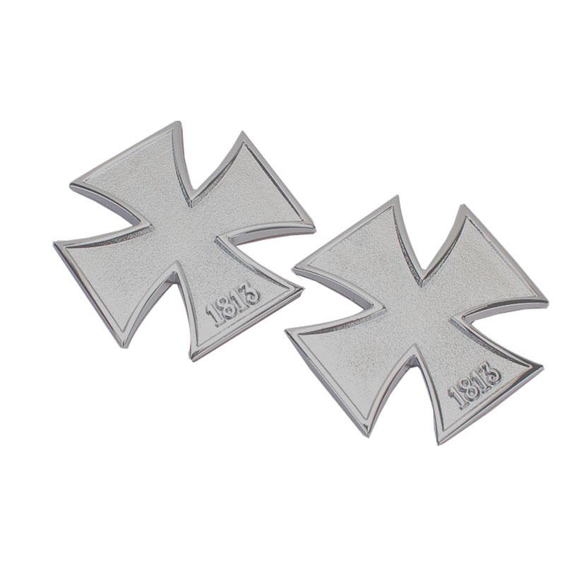 1pcs 3D Metal Altese Cross 1813 Emblem Decal Side Fender Rear Trunk Badge Sticker Are Applicable To Auto Motorcycle Pickup Truck SUV