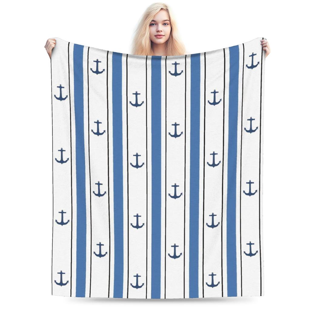Nautical Anchor Boat Blankets Super Warm Novelty Plush Throw Blanket For Girls Boys Couch Bed Flannel Bedspread Bed Cover