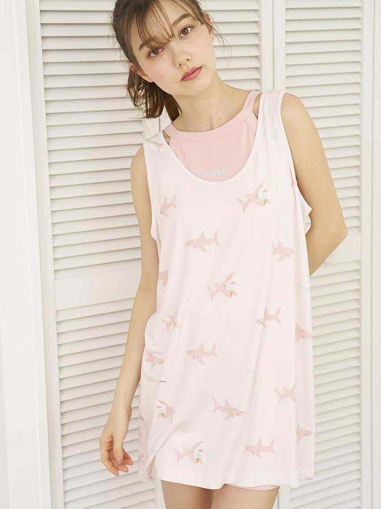 Gelato Pique Shark Print Tank Dress PWCO252298 Pink F Women's