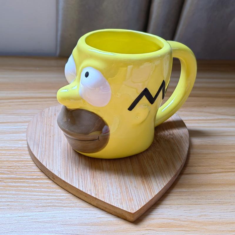 The Simpsons Yellow Ceramic Mug 3D Cartoon Coffee Cup Funny Novelty Gift for Friends