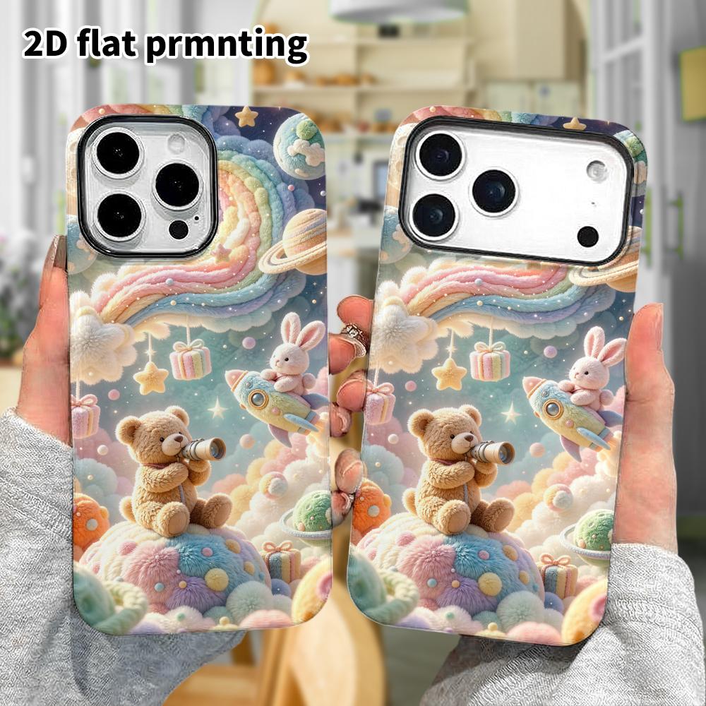 Phone Case: 2D flat, fits iPhone 18, 17, 16, 15, 14, 13, 12Pro protective case, space fantasy world, perfect Christmas and Halloween holiday gift