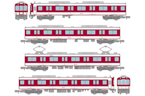 TOMYTEC Railway Collection Tetsuro Kintetsu 8000 Series Early Model with New Paint and Hem Band, 4-Car Set A, Diorama Supplies, 336785