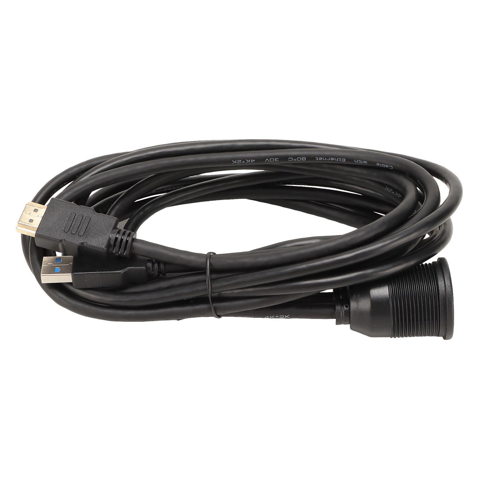 Flush Mount Extension Cable Dual Ports USB3.0 High Definition Multimedia Interface Cable