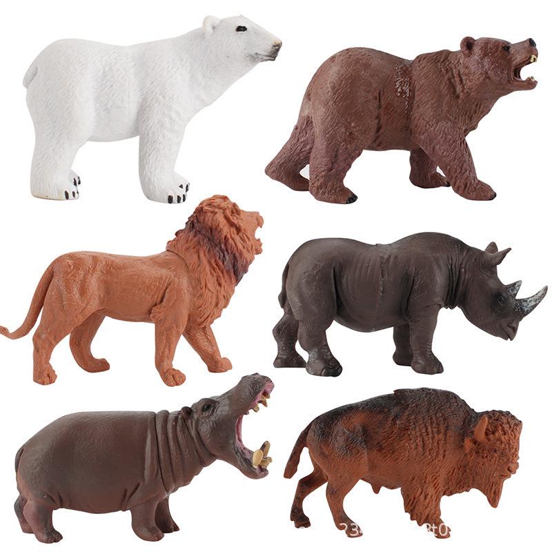 12-Piece Wild Animal Figurine Set: Hippo, Lion, Zebra, Rhino