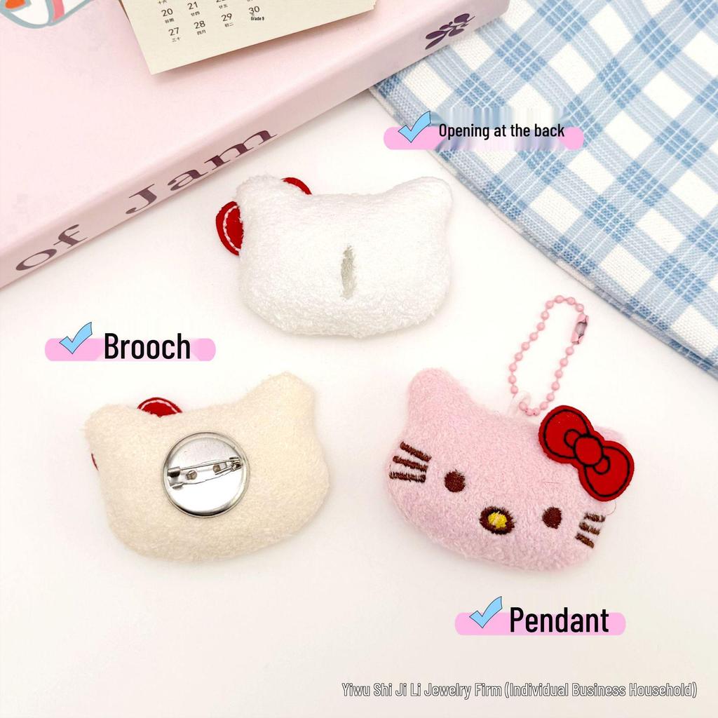 Cartoon KT Cat Doll Pendant: Cute Brooch for Clothes, Scarves, Hair Accessories