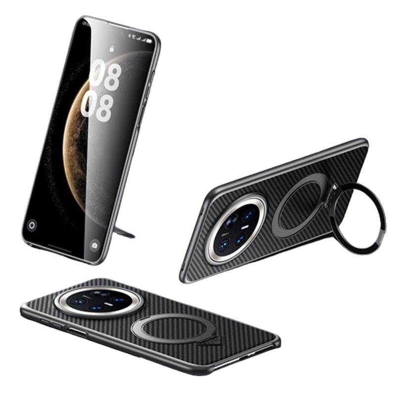 Huawei Mate70Pro Phone Case with Carbon Fiber Texture HUAWEI Magnetic Stand M70 Anti-drop Business Leather Case