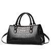 Women’s Light Luxury Shiny Crocodile Pattern Top Handle Bag, Elegant Shoulder Crossbody Purse For Middle-Aged Moms