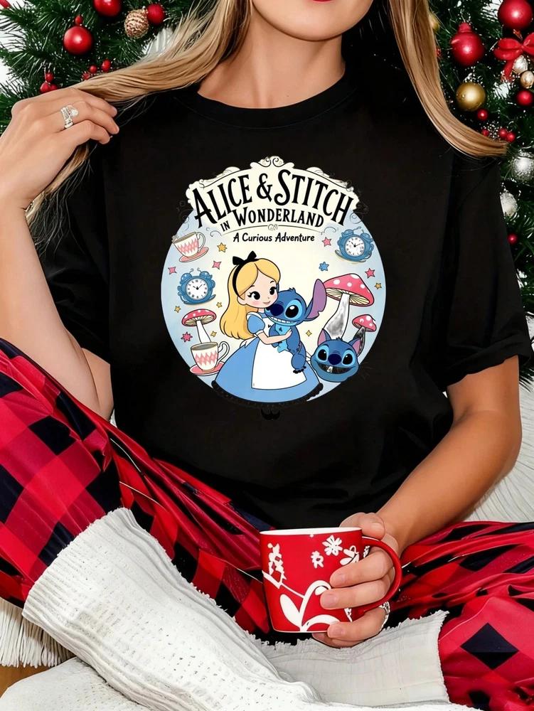 Alice And Stitch In Wonderland T Shirt Santa Hat Unisex 3 S