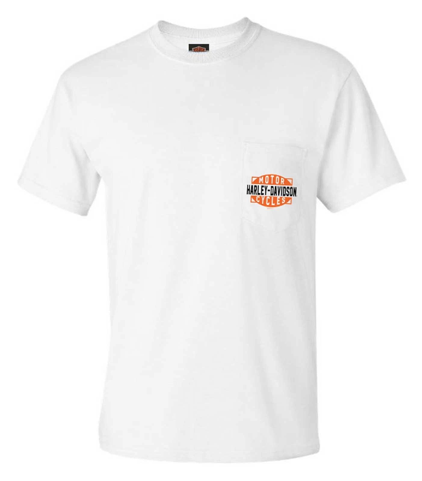 Harley-Davidson Men s Titletown Short Sleeve Chest Pocket Cotton Tee, White M