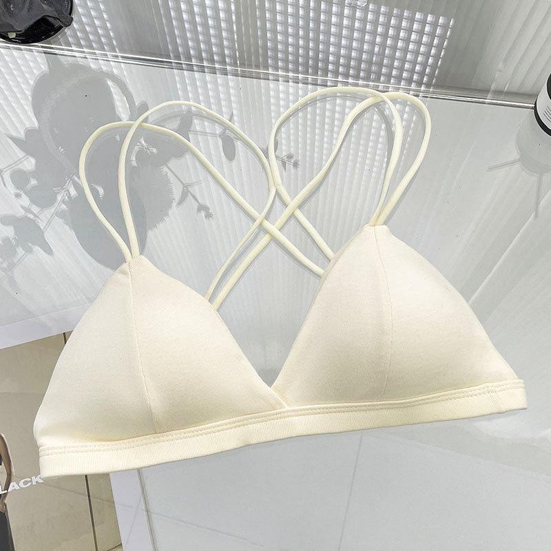 Summer Wire-Free Cotton Feel Triangle Bra - Breathable, Stylish Back Design for Women and Students