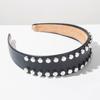 Cool Multi-Color Rivet Headband Vintage PU Leather Wide Brim Hair Hoop Comfort Fit Chic Face Wash Headwear Gift