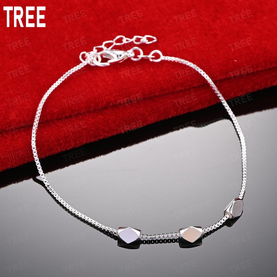 925 Sterling Silver Simple Broken Silver Couplet Silver Bracelet Gift Jewelry 20cm