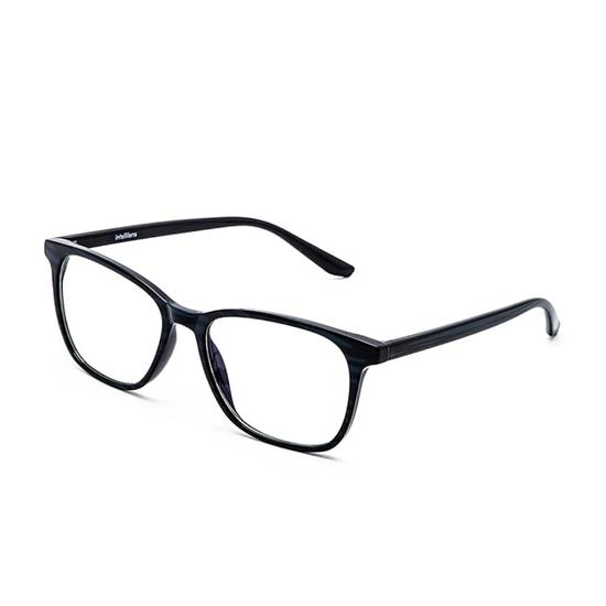 Intellilens | Zero Power Blue Cut Computer Glasses  & Blocks Harmful Rays | UV Protection Specs |Unisex| Blue | Square | Medium