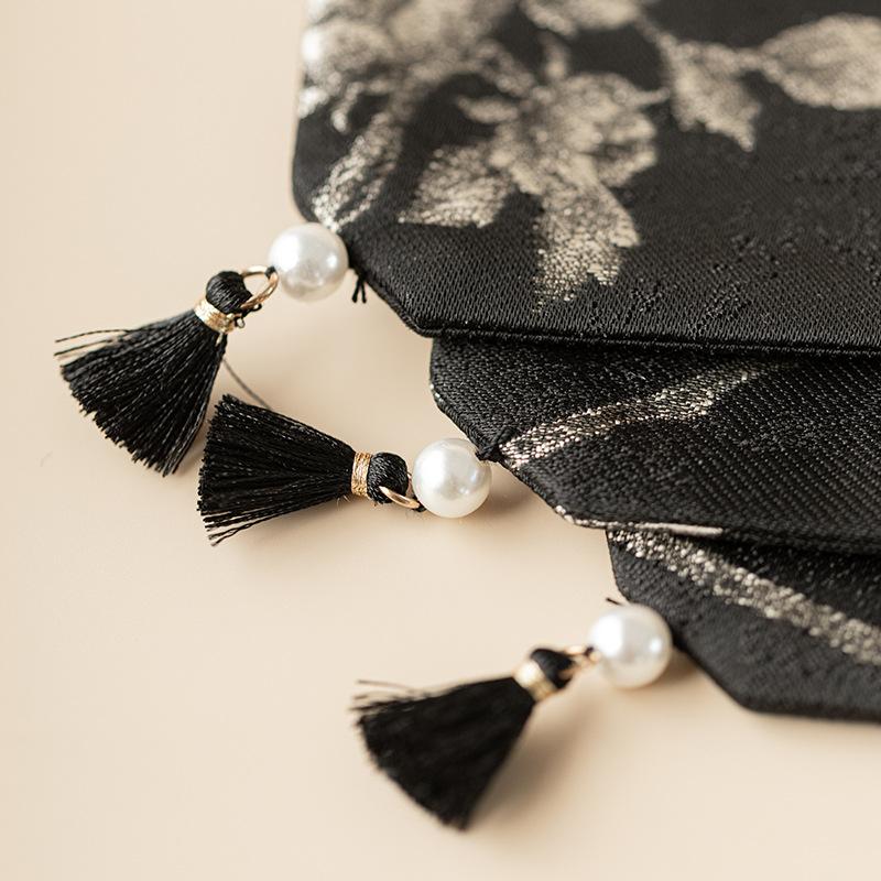 25 New Sifang Brocade Tassel Coaster Fabric Household Teacup Mat Tea Set Insulation Mat Premium Tea Ceremony Accessories