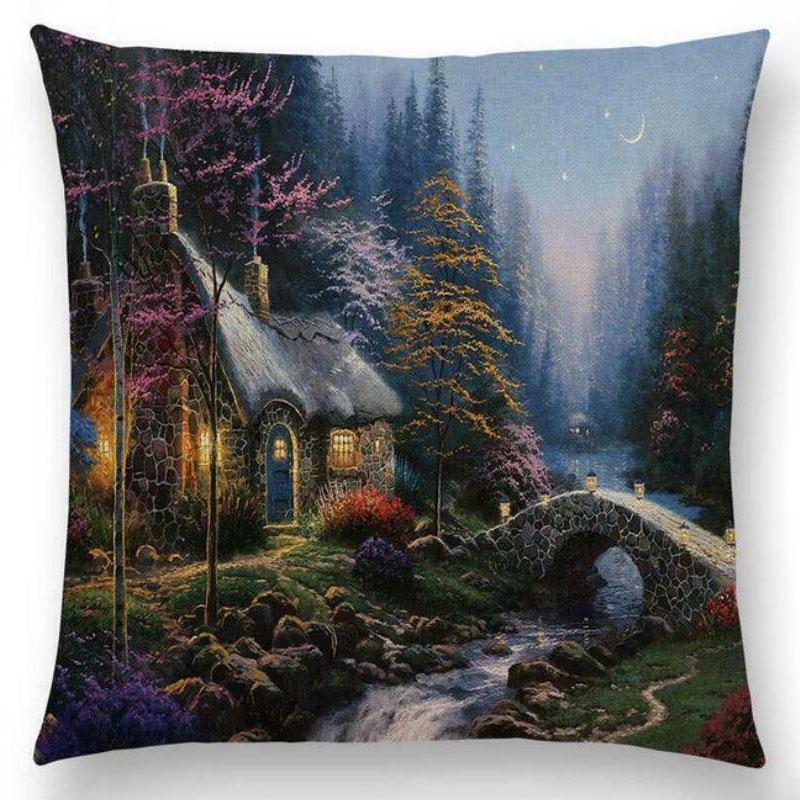 

Country Fairy Tale Sofa Decor Throw Pillow Case Cotton Linen Cover Cushion F